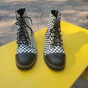 Checkered combat boots